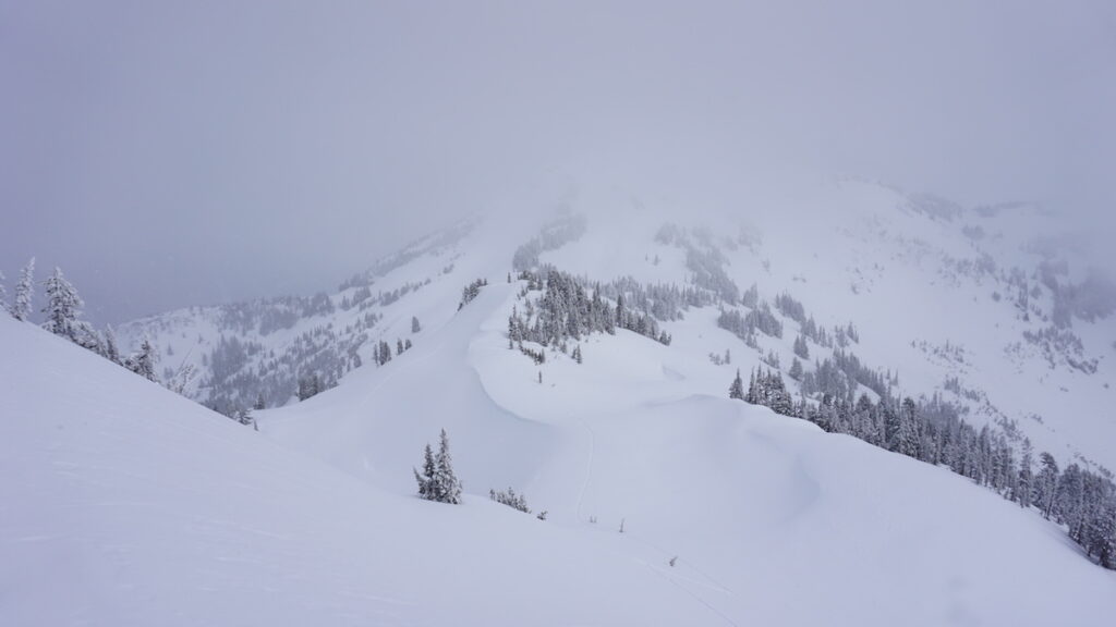 On the final ridge of Castle Peak and looking east towards Sunbeam Basin