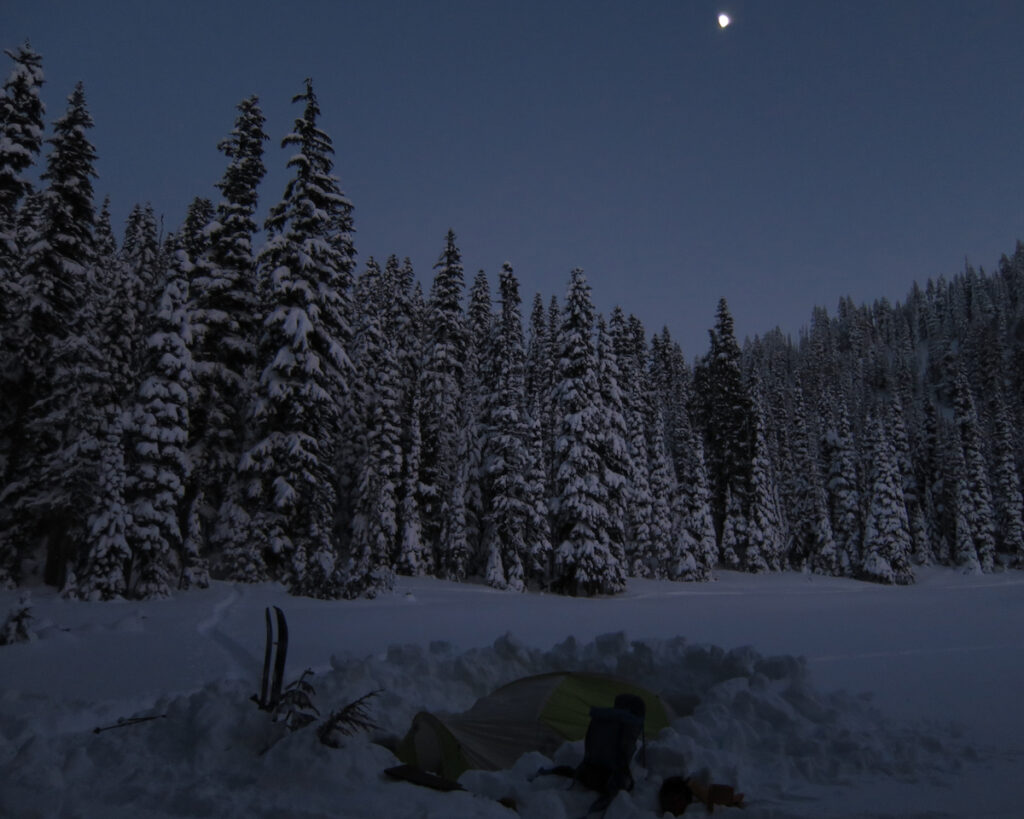 A cold night camping before heading another day of Dogleg Peak