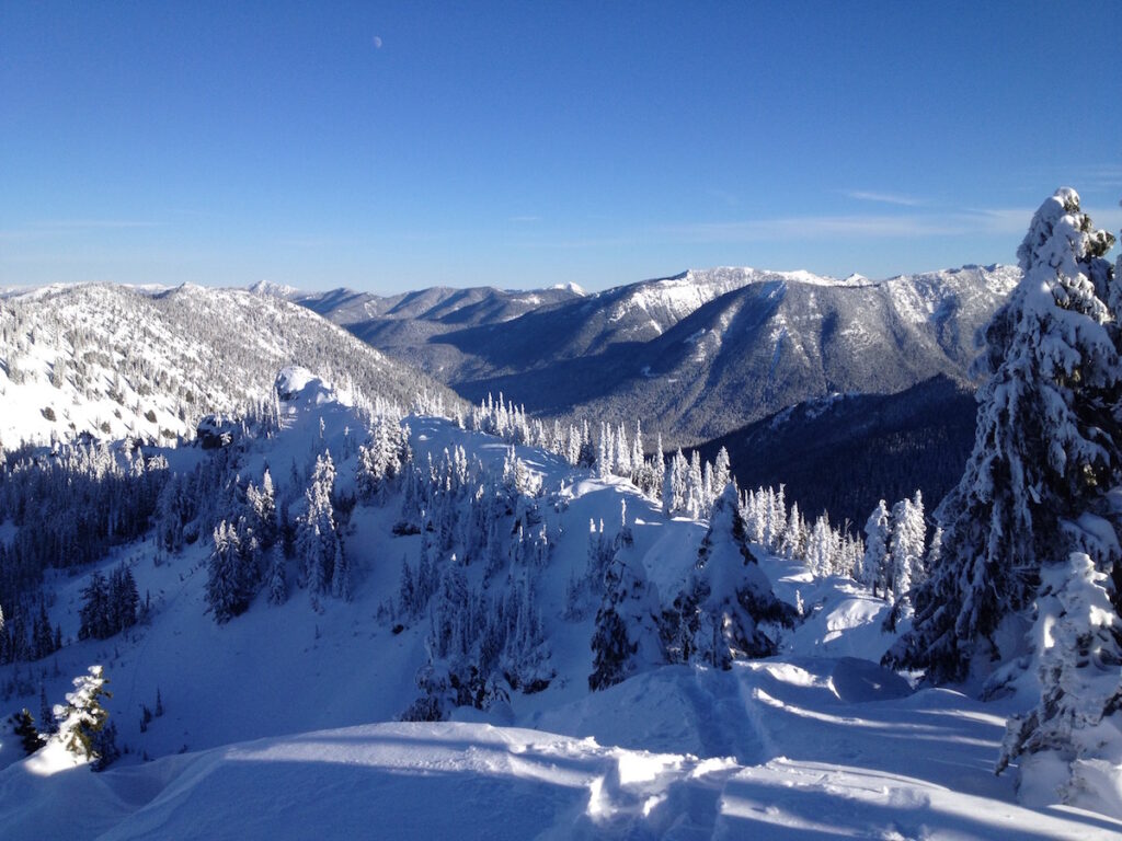 Heading to the top of Dogleg Peak in the Crystal Mountain Backcountry