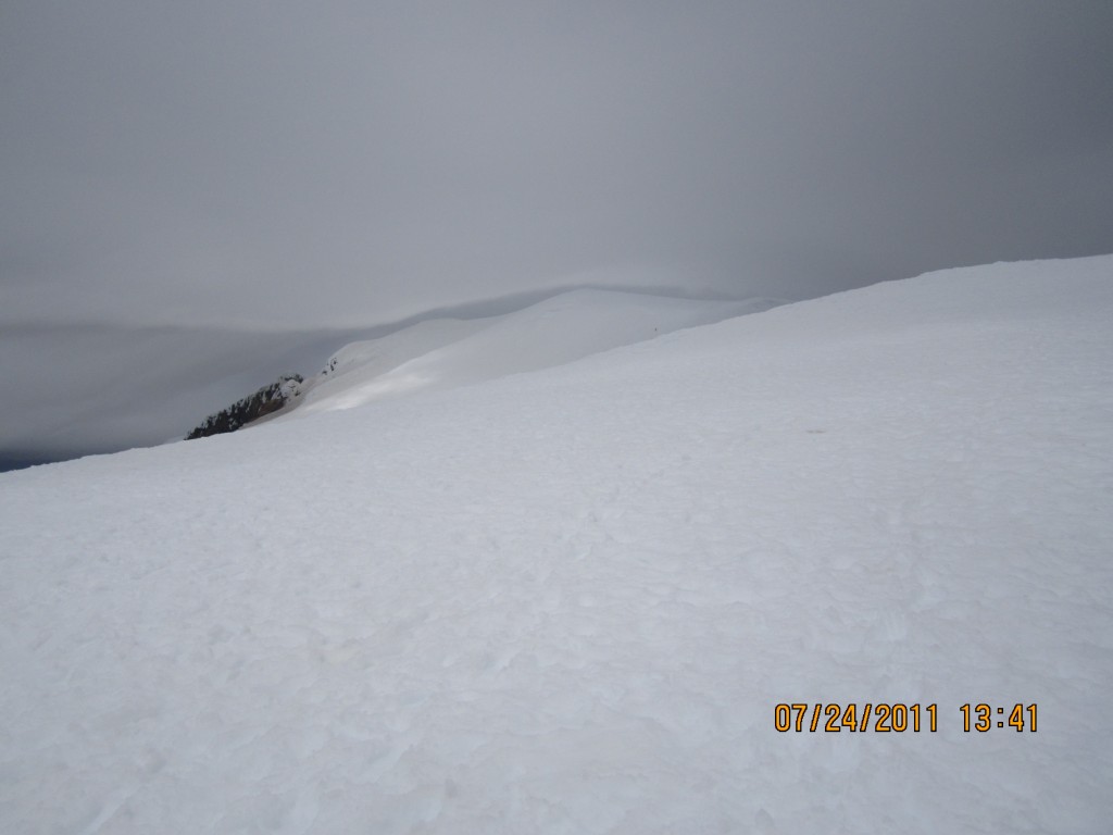 Climbing up the false summit of Mount Adams