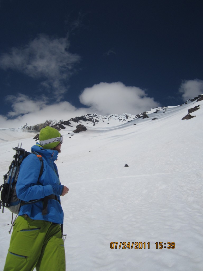 Looking back up the Avalanche Glacier Headwall on Mount Adams