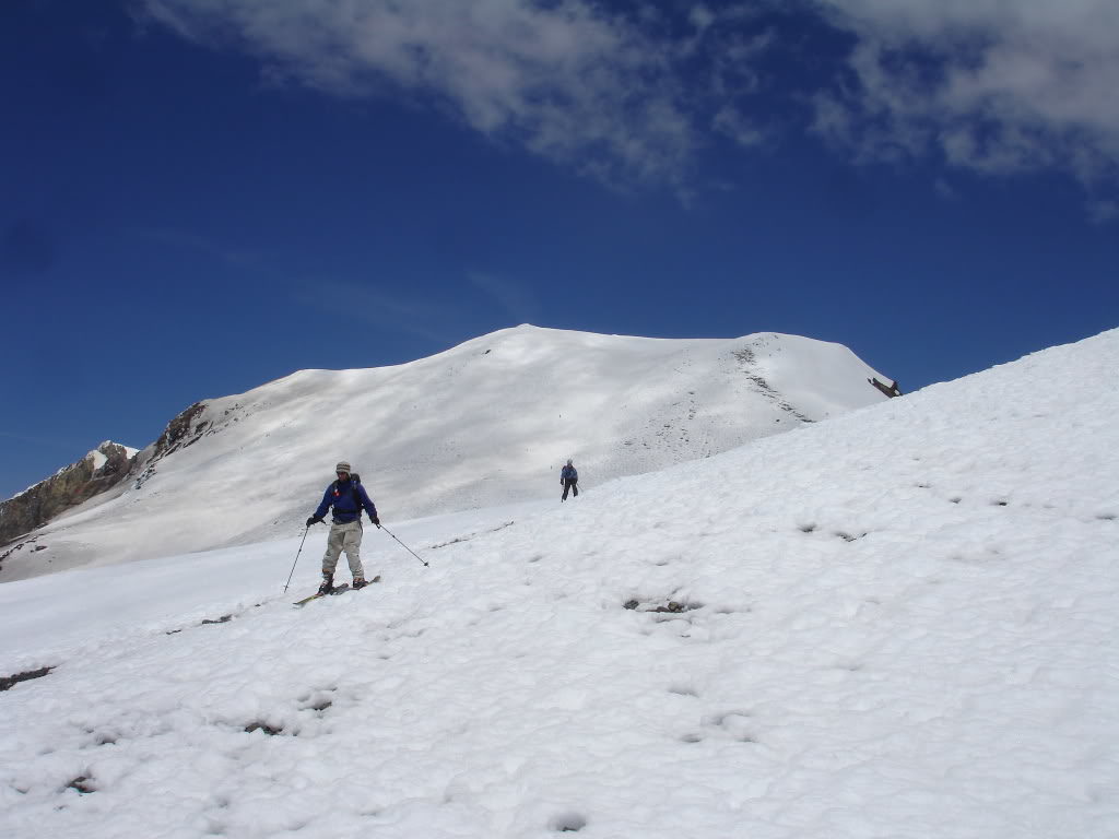 Looking up the South Route of Mount Adams