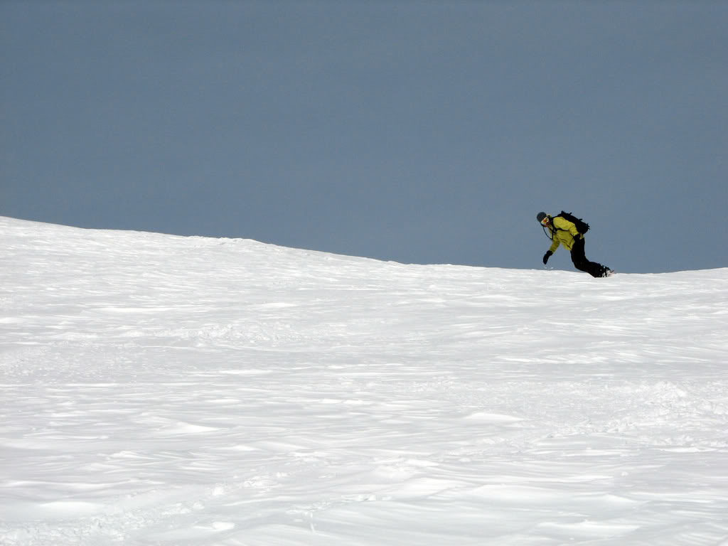 Snowboarding off the Crater Rim of Mount Saint Helens