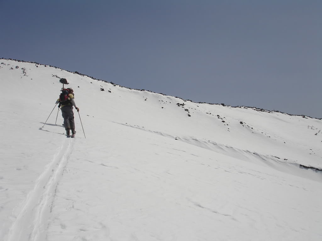 Nearing the Crater Rim with Monitor Ridge in the background