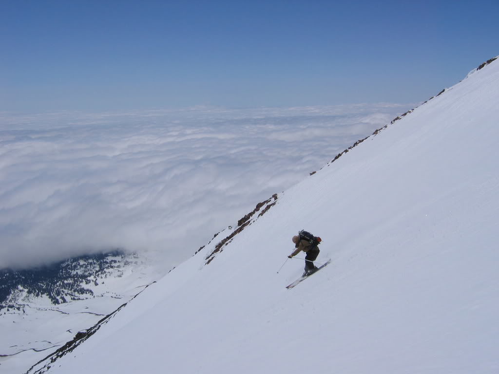 Dropping the upper 1/3 of the Southwest Chutes off of Mount Adams