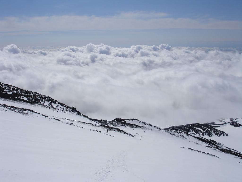 Skinning up towards Pikers Peak