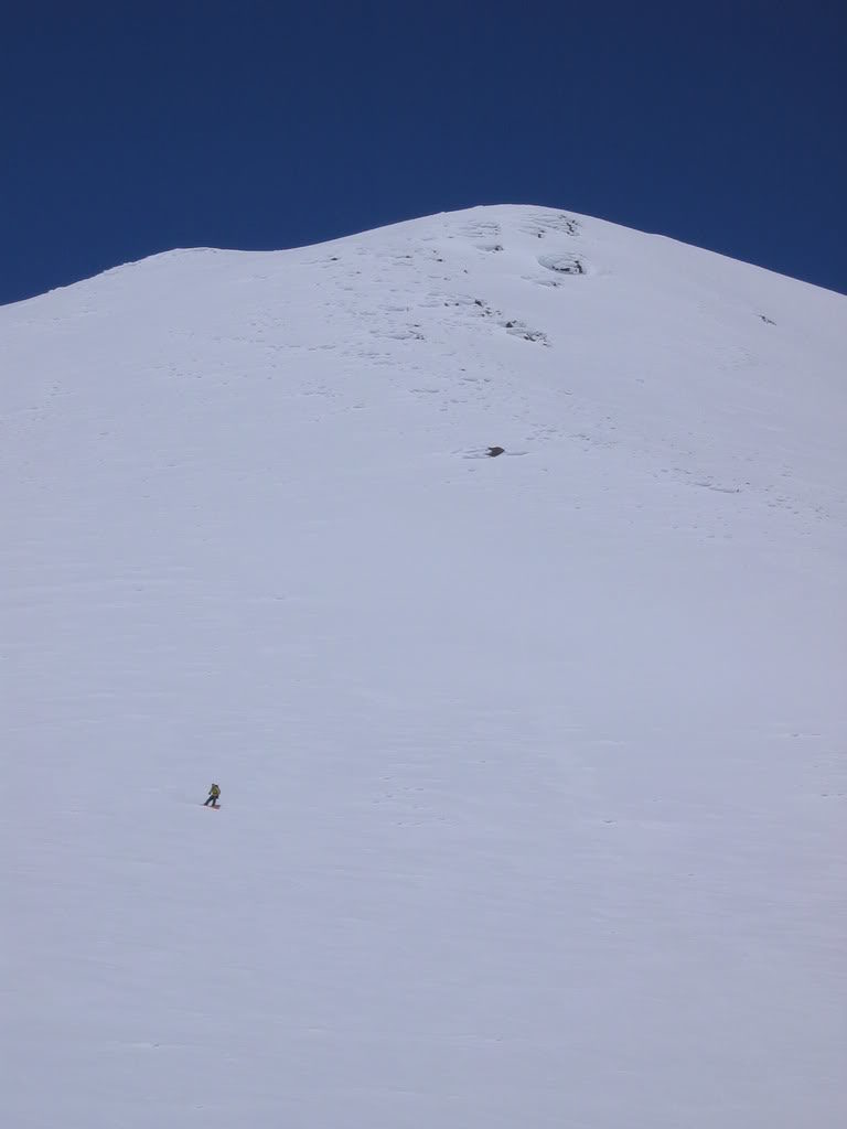 Descending off the south summit of Mount Adams
