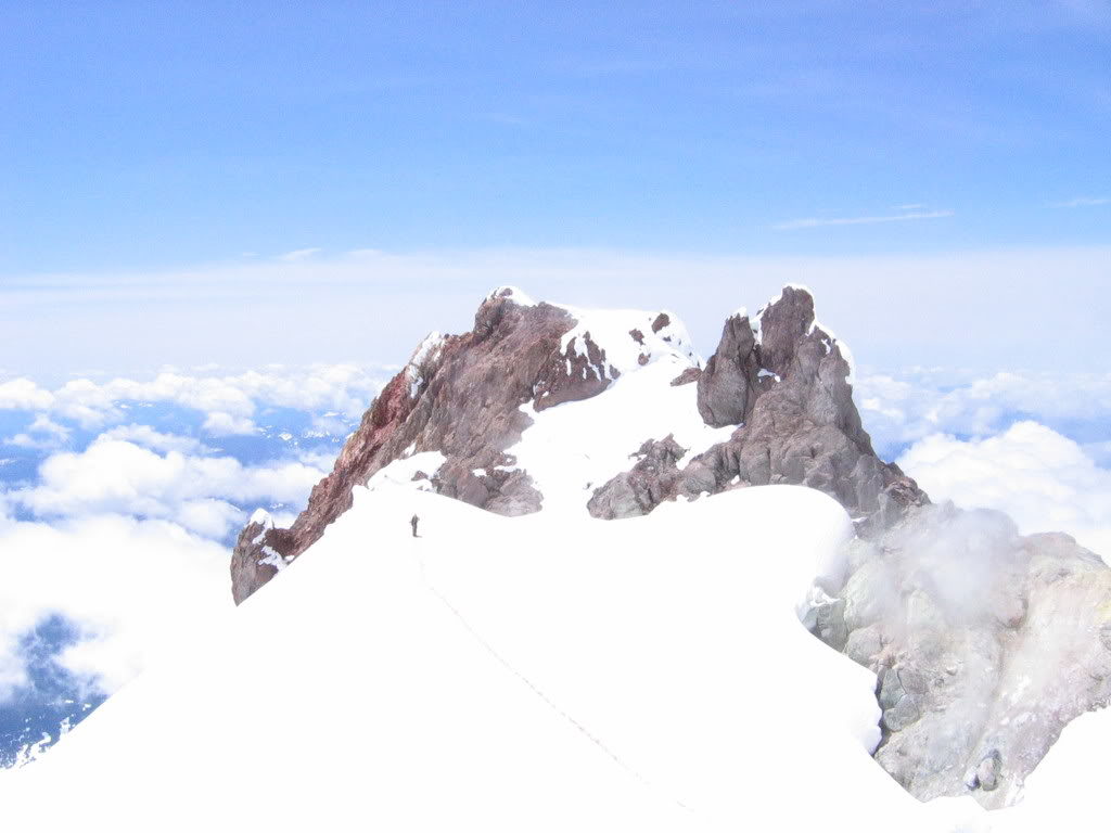 Climber past the Palmer Glacier to the final pitch