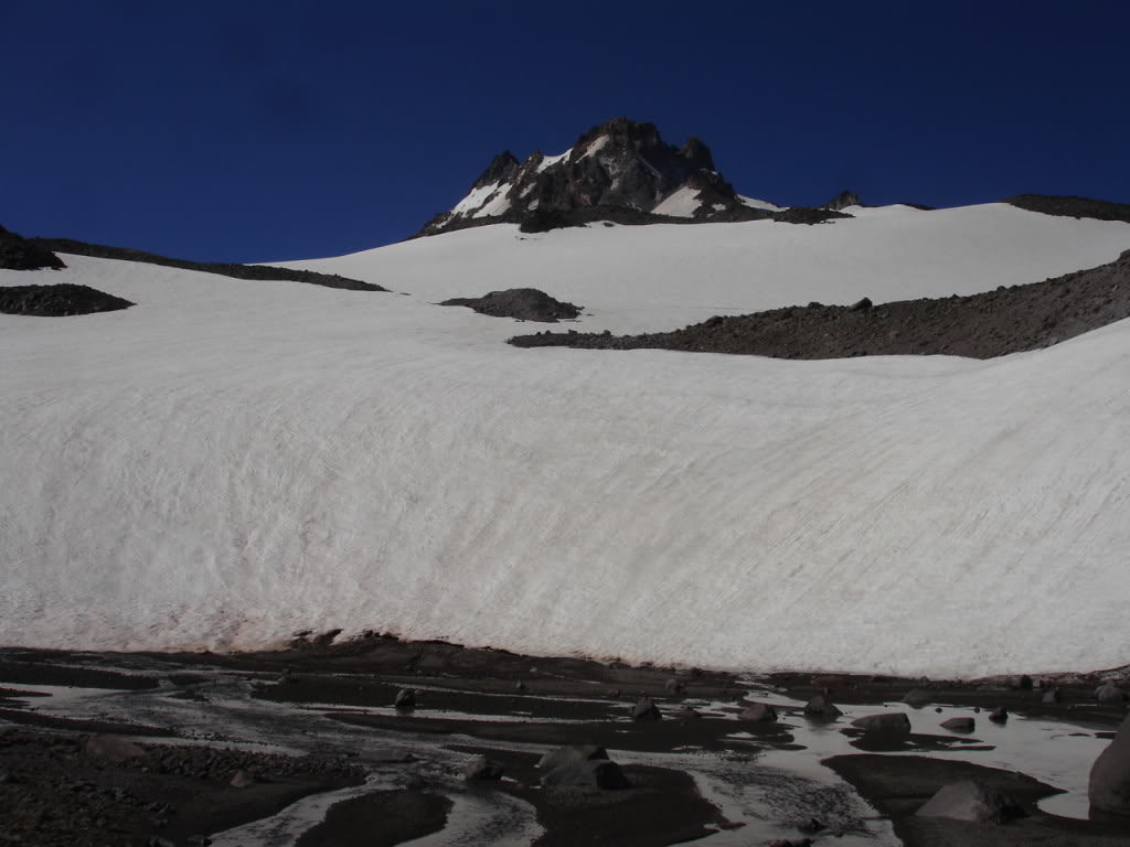 Heading up to the base of the Whitewater Glacier on Mount Jefferson