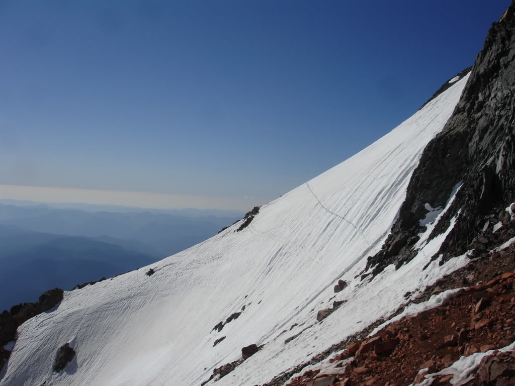 Looking back at my climbing tracks from Red Saddle