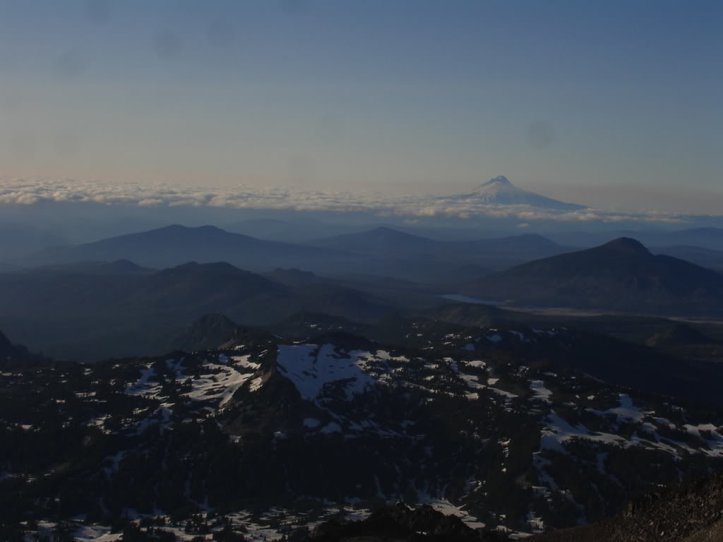 Looking North near the summit of Mount Jefferson towards Mount Hood