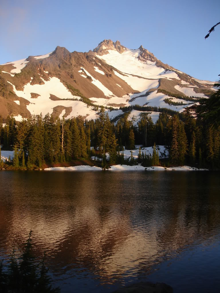 Sunset over Mount Jefferson from Scout Lake