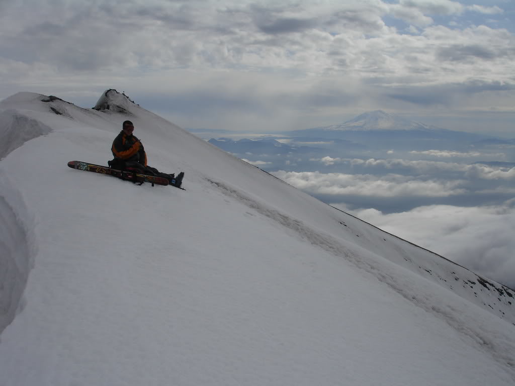 Arriving on the Crater Rim while Mount Adams is in the background