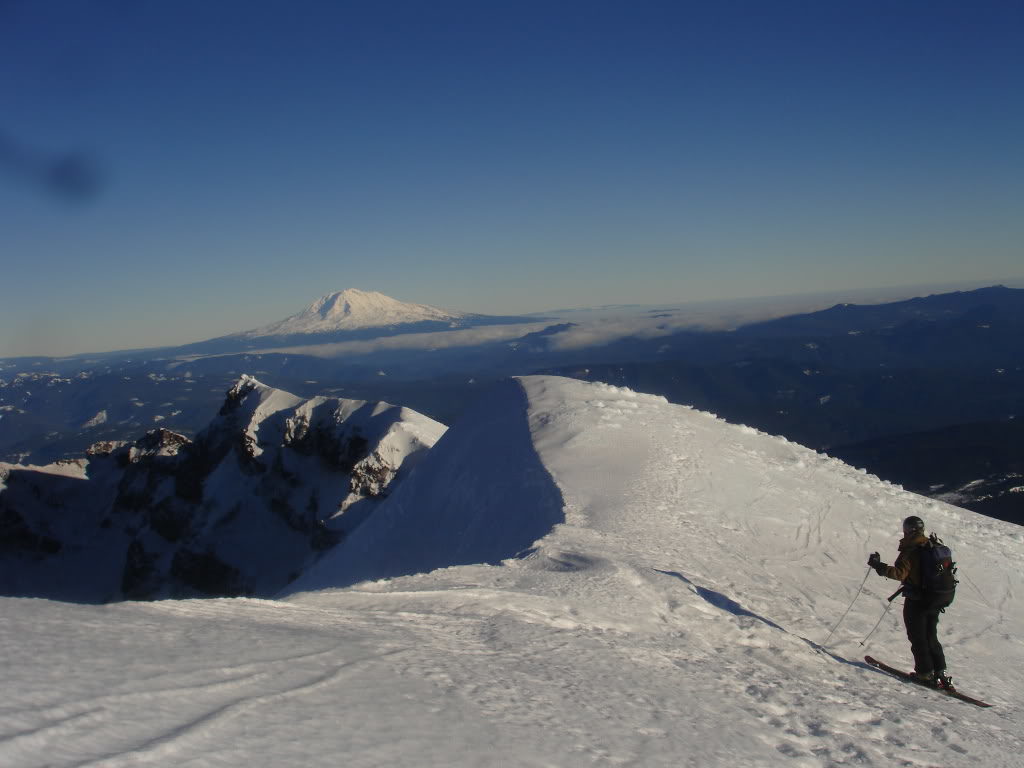 Standing on the Crater Rim with a clear view of Mount Adams