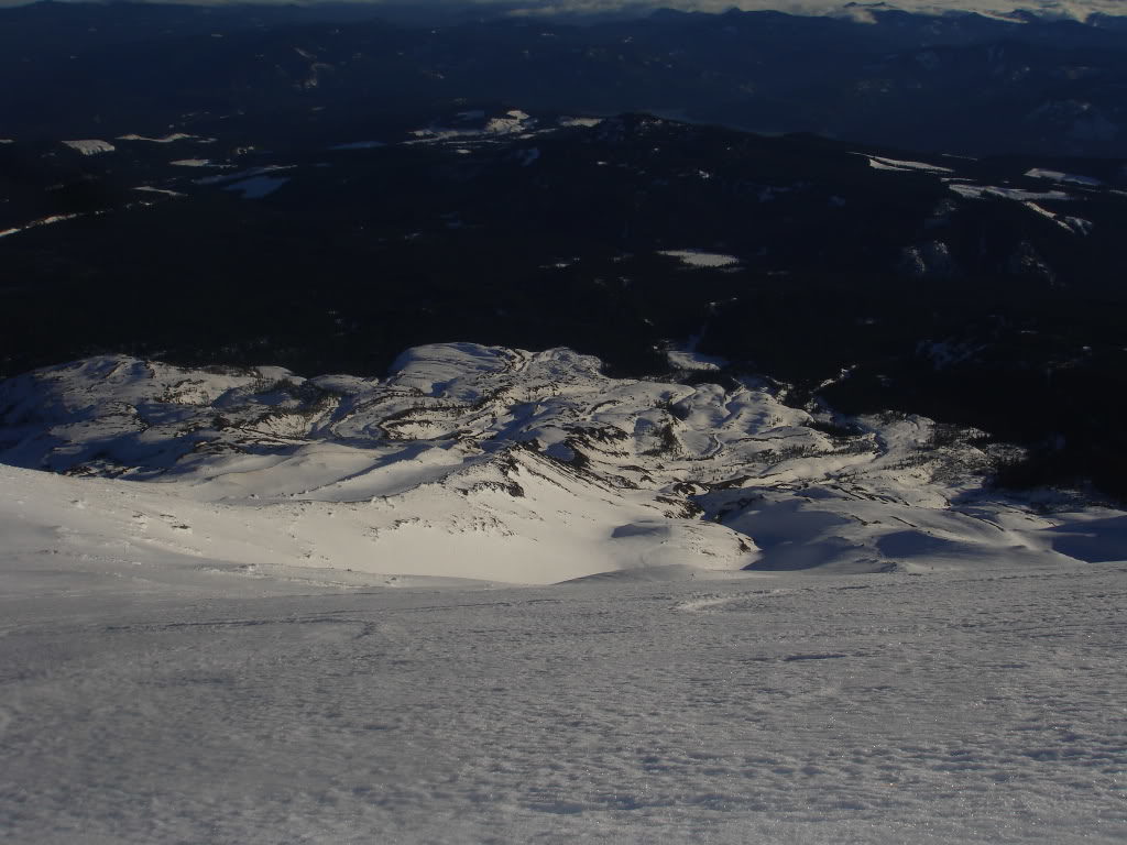 Looking down the Worm Flow Route from the Crater Rim of Mount Saint Helens