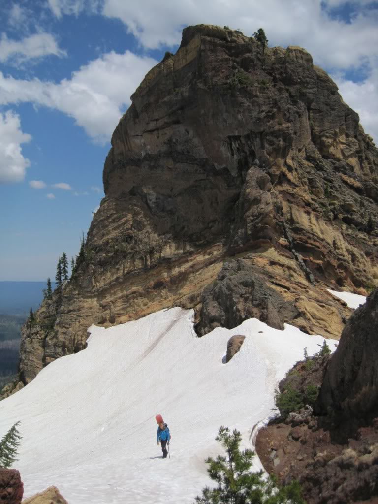 Climbing under the summit of Mount Washington