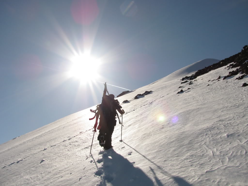 Climbing up the west ridge of the Middle Sister