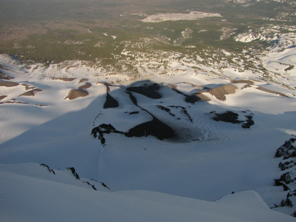 Looking down the Diller Glacier off the summit of Middle Sister