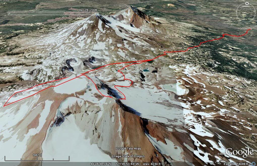 Our map descending the Prouty Glacier Headwall