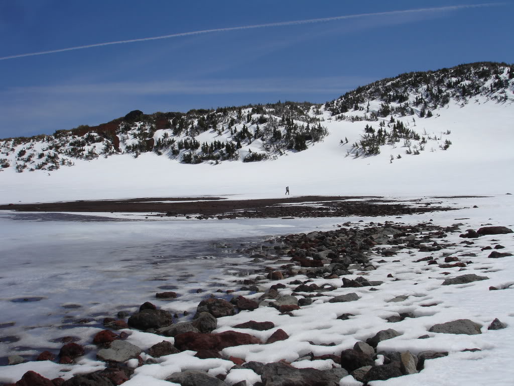 Ski touring past Chamber Lake