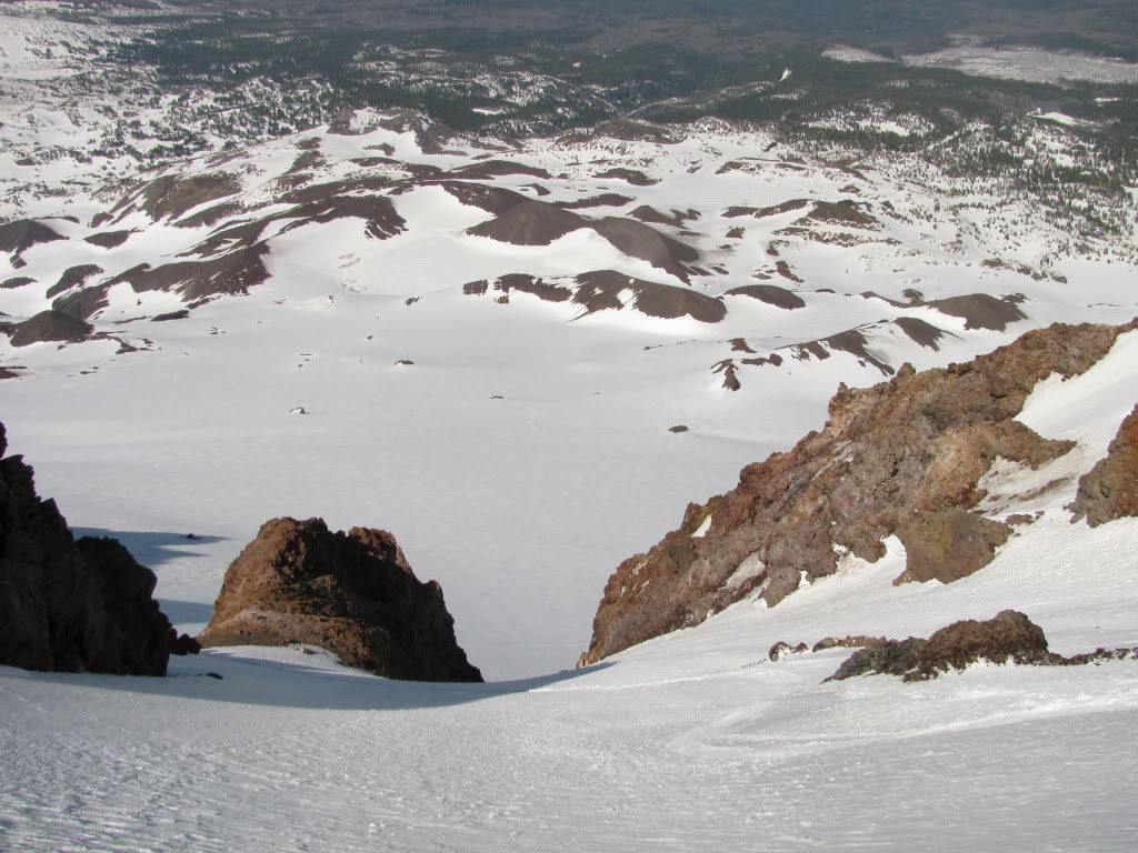 Looking odwn the Prouty Glacier chute on the east side of the South Sister