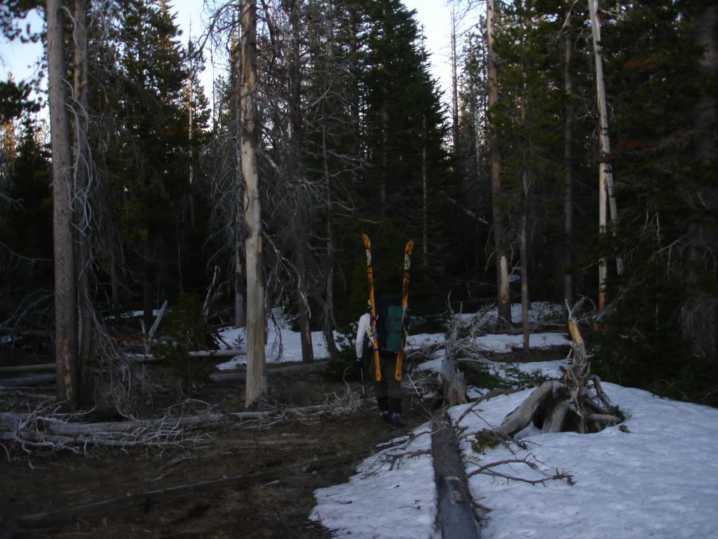 Hiking through the snow to head back to our car at the trailhead