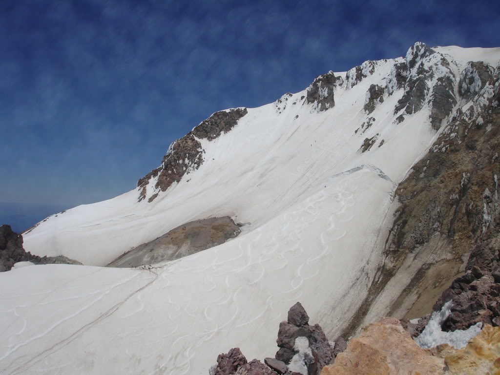 Looking over towards the Hogsback Ridge route on Mount Hood via the Wy'East Route