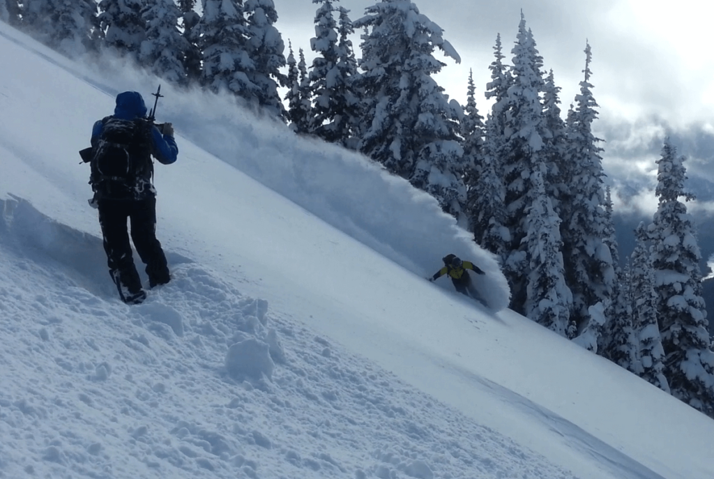 Powder day while snowboarding in the Crystal Mountain Sidecountry