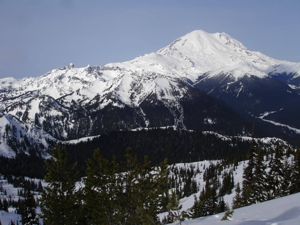 Looking out towards the ski touring potential in Mount Rainier National Park from near Crystal Mountain ski resort