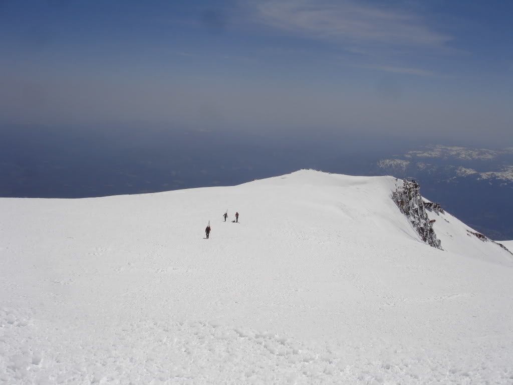 Arriving on the summit crater of Mount Shasta