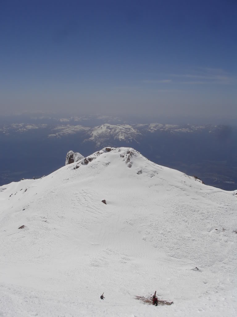 Looking down at the summit Crater of Mount Shasta