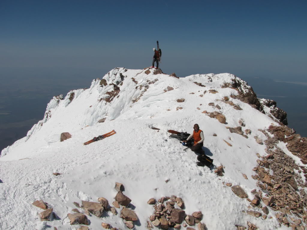 Standing on the summit after climbing up the Avalanche Gulch