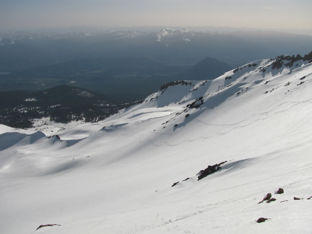 Looking into the Old Ski Bowl from  Sargents Ridge after riding down the Konwakiton Glacier