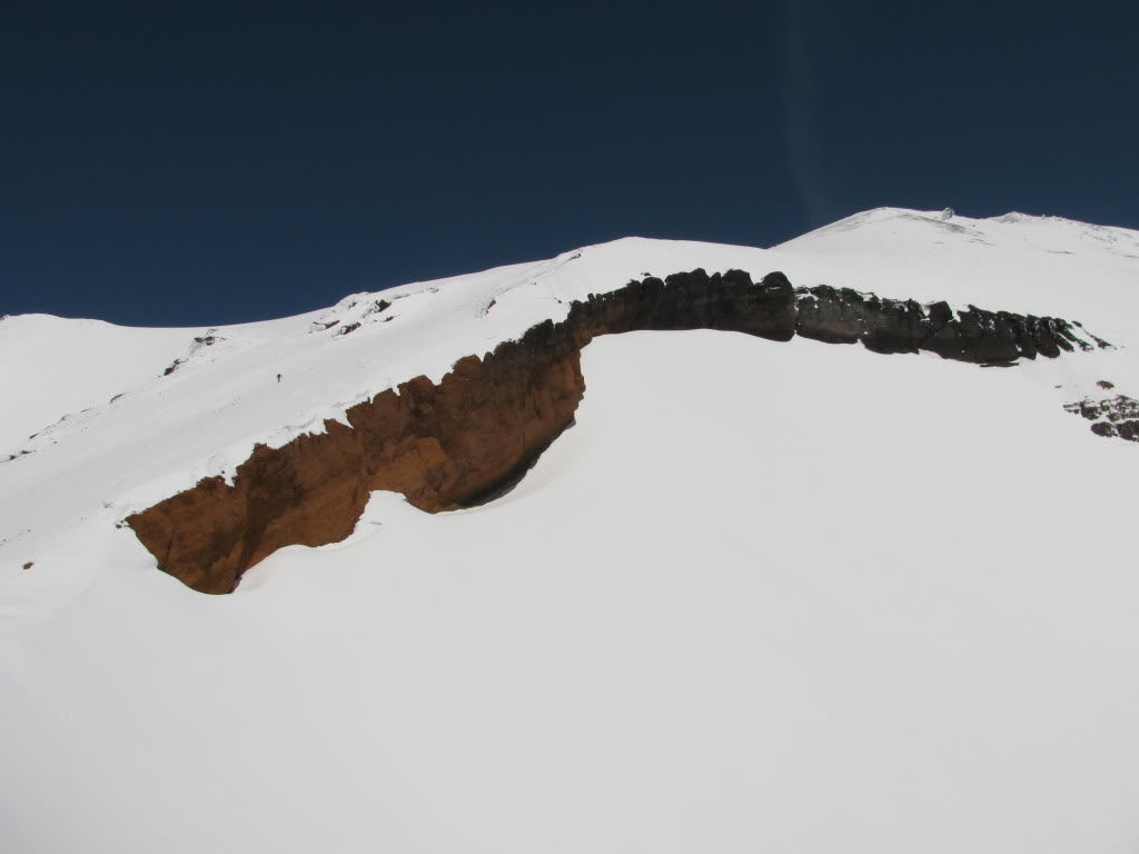 Looking up the Red Ledges and Misery Hill on Mount Shasta