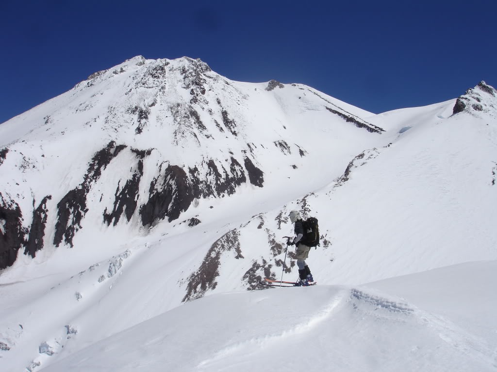 Amar looking at the massive West face of Shasta from the Crater rim of Shastina