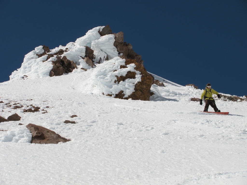 Making my first turns with the Summit proper in the background