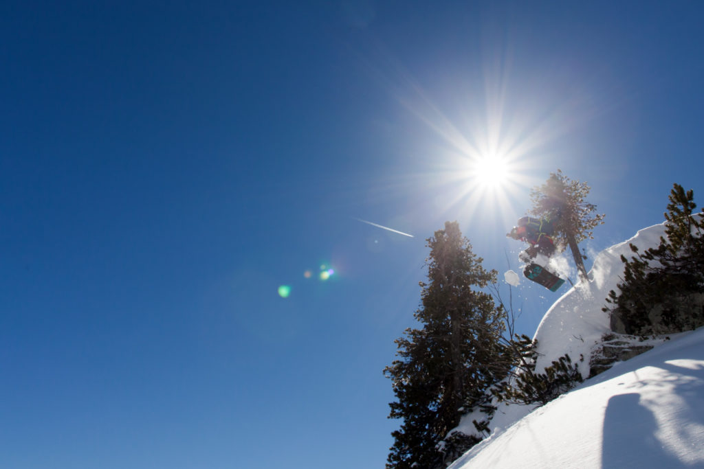 With bottomless snow I decided to snowboard off some rocks