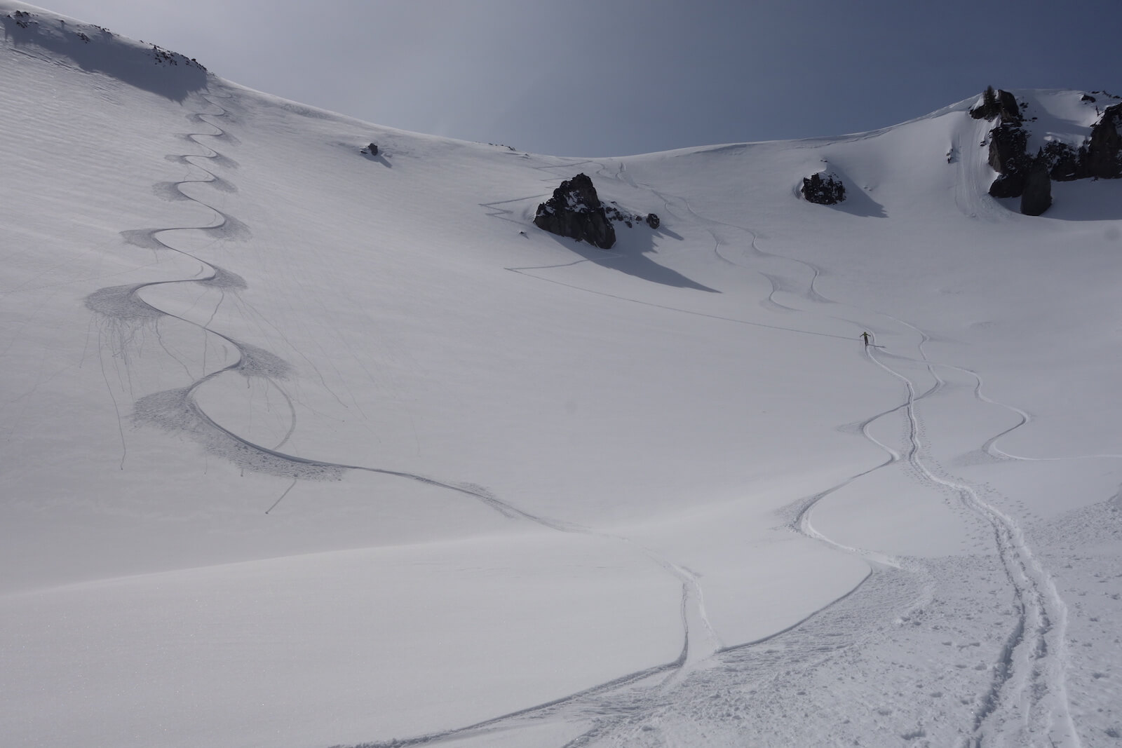 Minimizing exsposure while safely ascending in the backcountry on a ski tour in Mount Rainier National Park