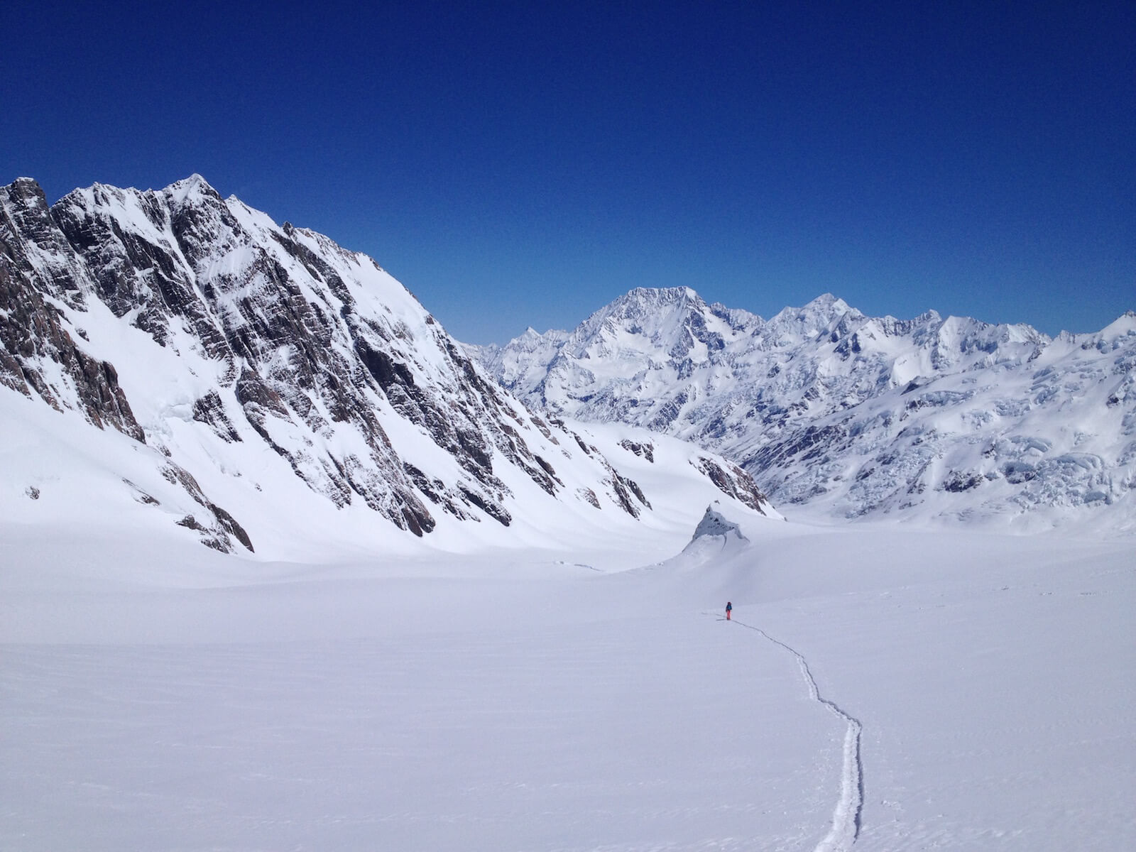 Ski touring in New Zealand on the Tasman Glacier