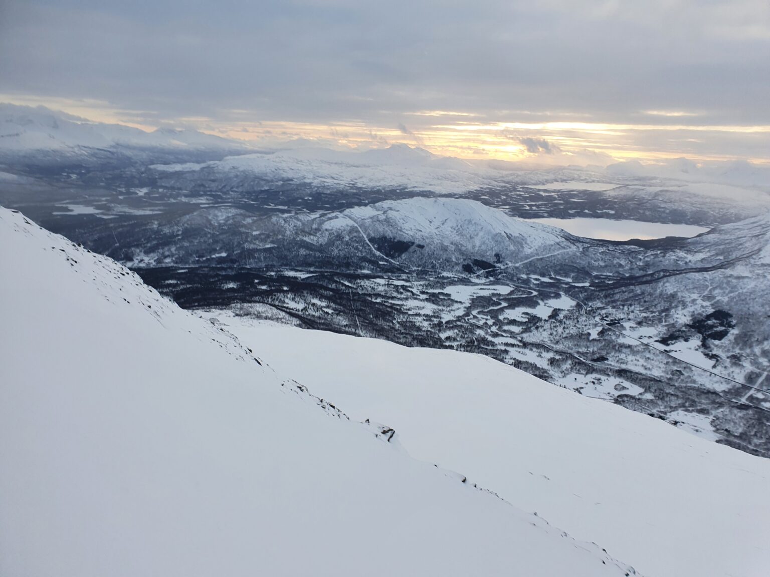 Looking towards the sunset in the distance