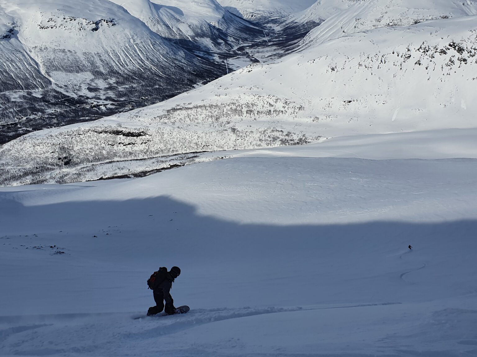 Snowboarding North facing snow