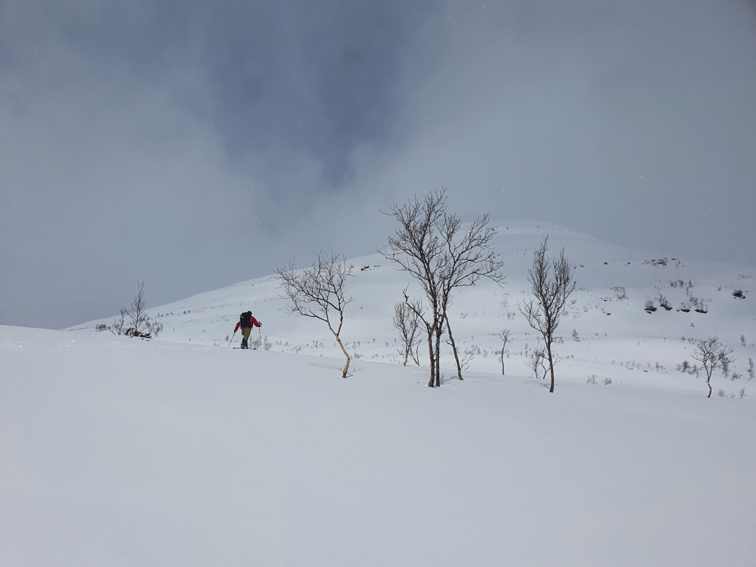 ski touring near the Southwest ridge of Sjufjellet
