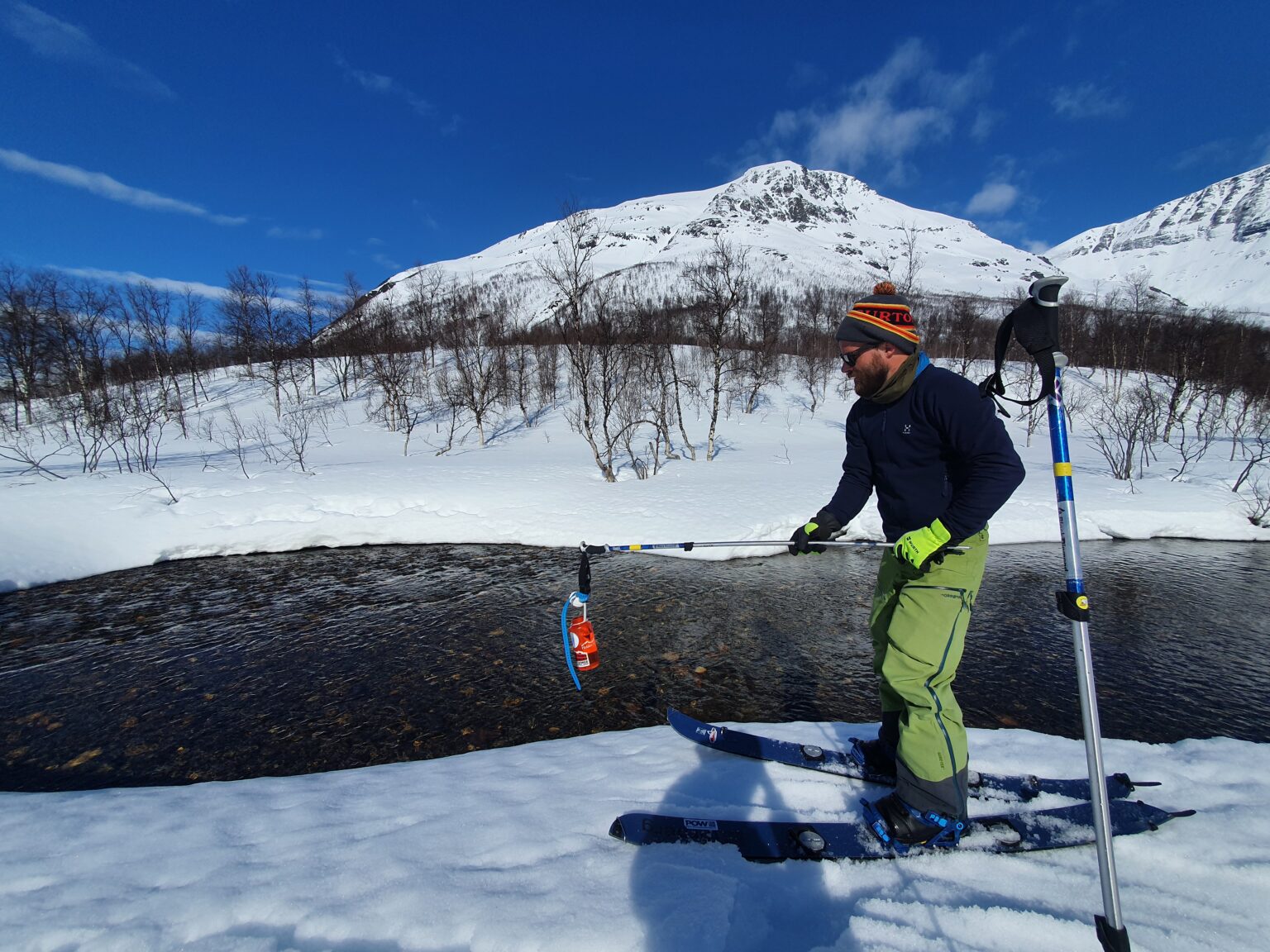 Grabbing water before climbing in the Vassdalen Valley