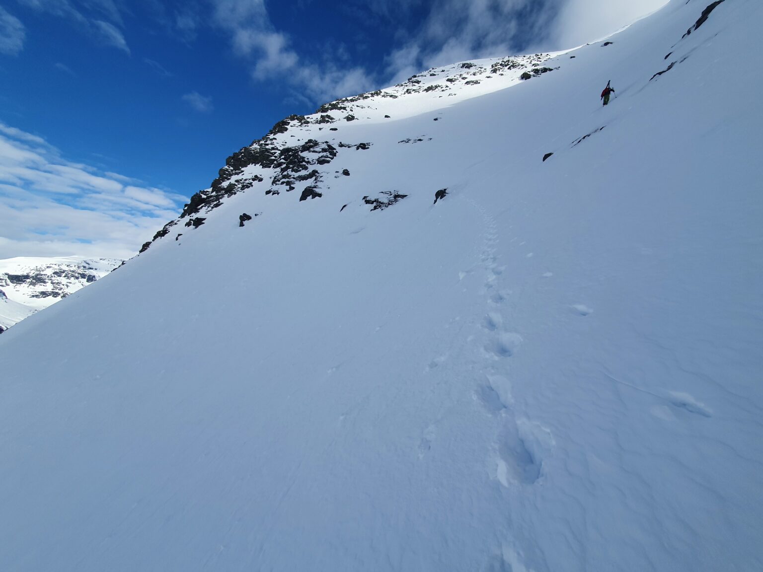 Climbing into steeper terrain