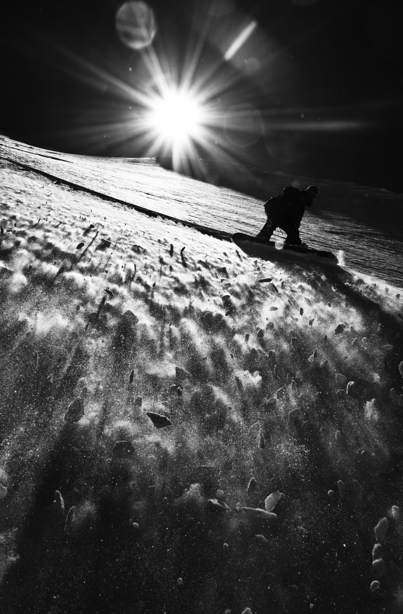 Snowboarding off of Glacier Peak