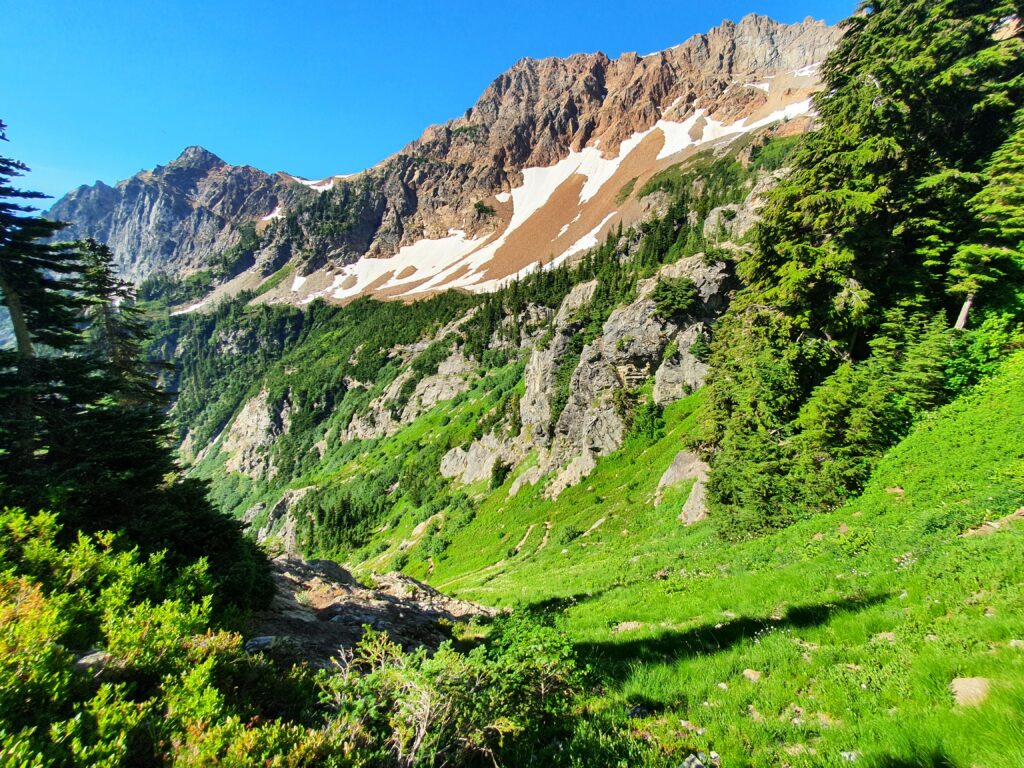 Looking down towards the valley below