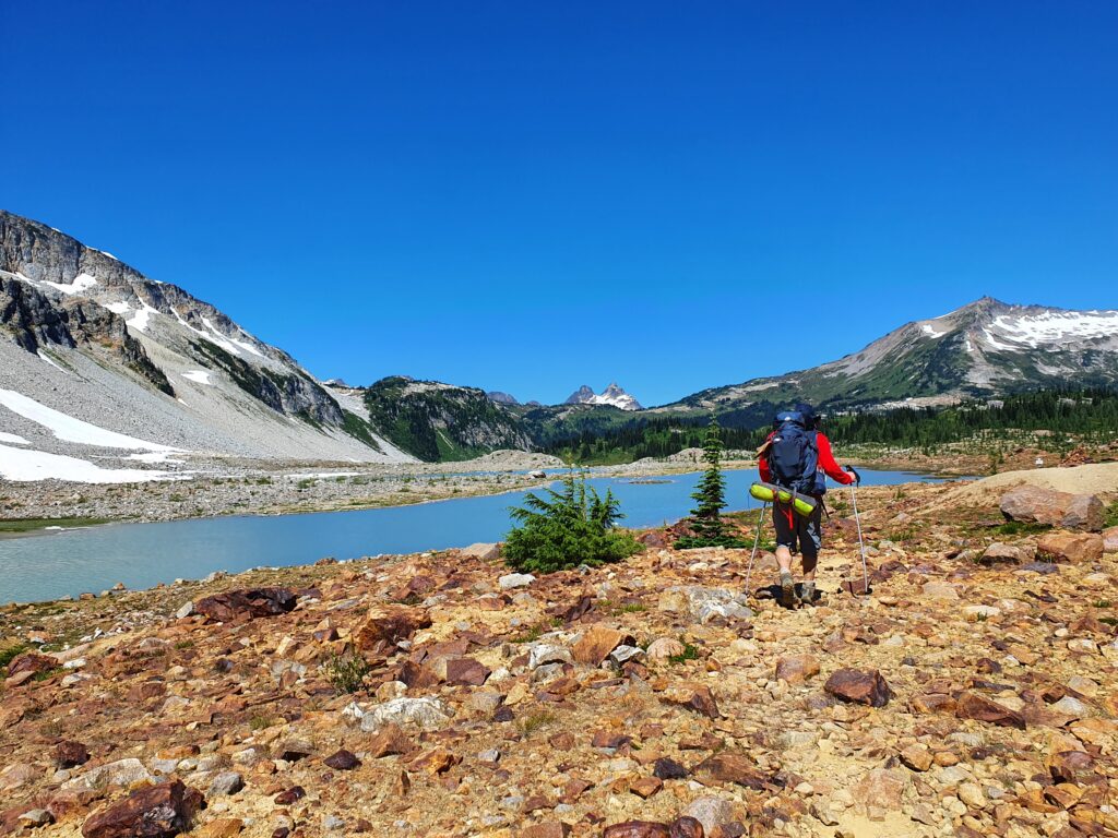 Dan arriving on the shores of Upper Lyman Lake