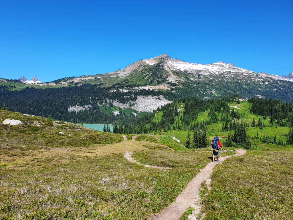 Hiking towards Lower Lyman Lake with Cloudy Pass in the distance