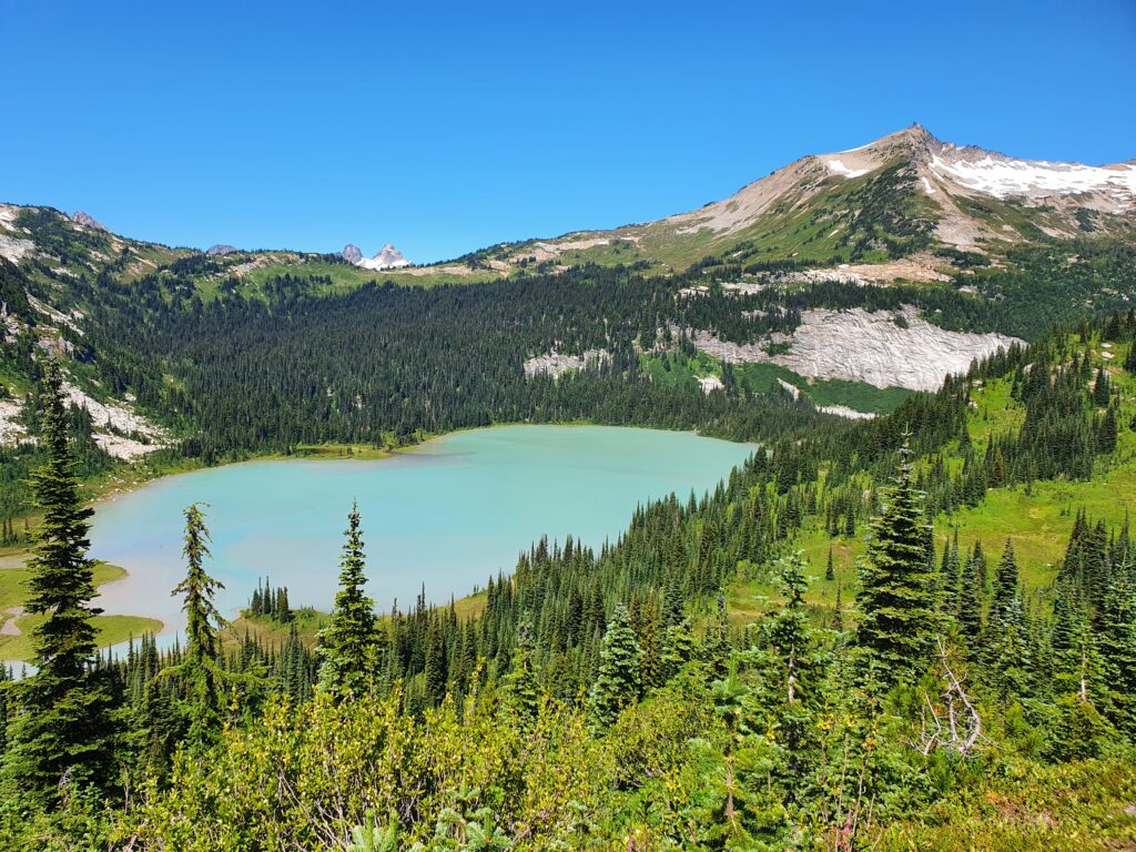 A clear view of Lower Lyman Lake from upper Lyman Lake