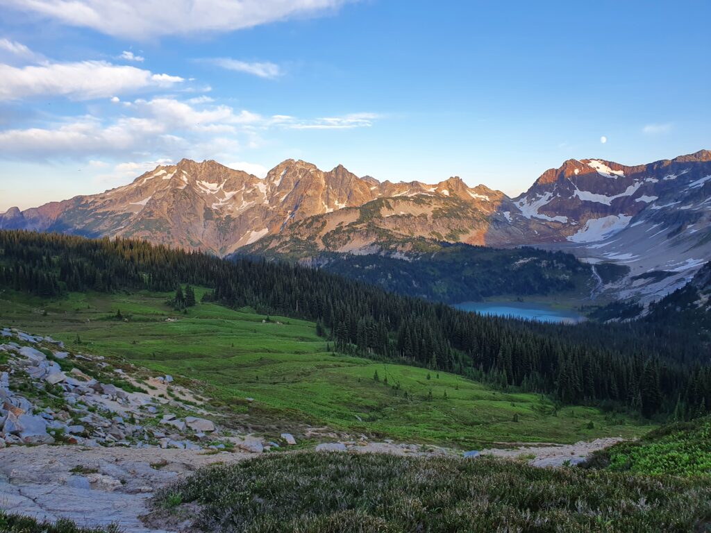 Sunset over Lyman Lakes from Cloudy Pass